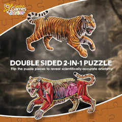 Tiger Animal Anatomy Floor Puzzle | 100-Piece Double Sided Jigsaw Puzzle | Large-Sized, Over 3 FT - Scientifically Accurate Illustration - Fun and Educational Toy for Kids, Toddlers and Families