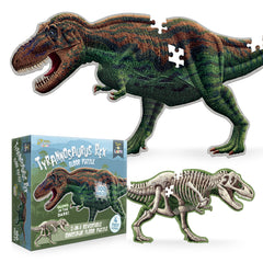 Tyrannosaurus Rex Dinosaur Jigsaw Puzzle - 4FT Double Sided Floor Puzzle - 100-Piece Glow in the Dark & Scientifically Accurate Educational Puzzles for Kids