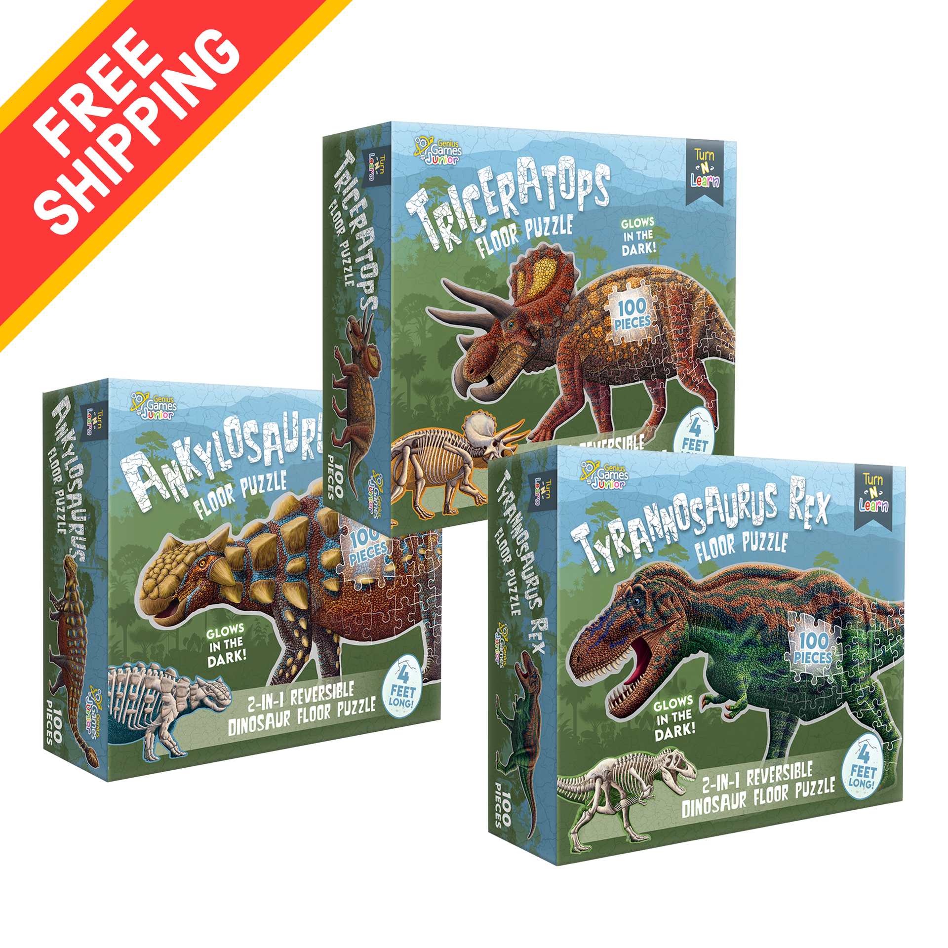 Free Shipping! Bundle - Tyrannosaurus Rex, Triceratops