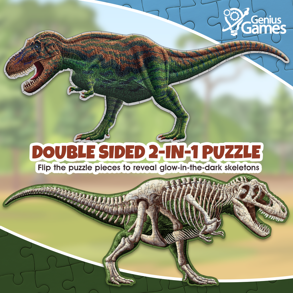 Tyrannosaurus Rex Dinosaur Jigsaw Puzzle - 4FT Double Sided Floor Puzz –  Genius Games