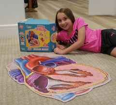Human Heart Floor Kids Puzzle - Dr. Livingston's Unique Shaped 100 Piece Science Puzzles for Kids