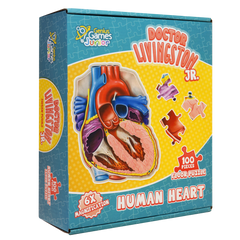 Human Heart Floor Kids Puzzle - Dr. Livingston's Unique Shaped 100 Piece Science Puzzles for Kids