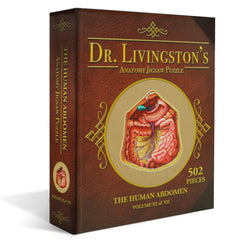 Human Abdomen Anatomy Jigsaw Puzzle | Dr Livingston's Unique Shaped Science Puzzles, Accurate Medical Illustrations of the Body, Organs, Stomach, Liver and Intestines